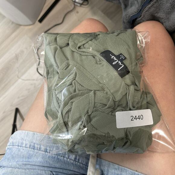 Lulus Dress Womens Large Much Obliged Washed Olive Green Wrap Maxi - Picture 10 of 10